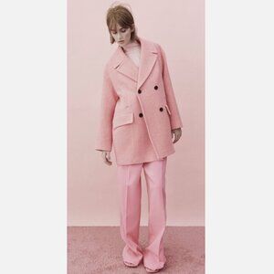 ZARA Pink Oversized Double-Breasted Coat Size S